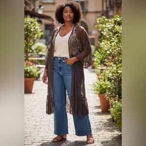 Torrid Brown Lace Duster Kimono